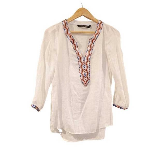Zara Basic embroidered boho long sleeve blouse - Picture 1 of 3